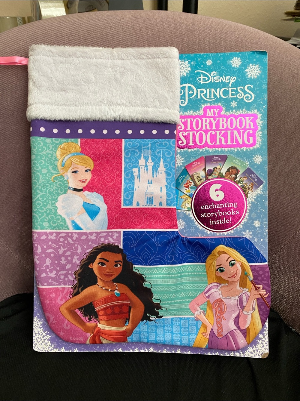 Disney Princess Christmas Stockings and 6 Storybooks Set Brand New